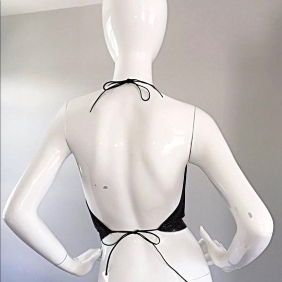 Vintage Chain Mail Metal Mesh Gunmetal Black Halter Top - Picture 6 of 17